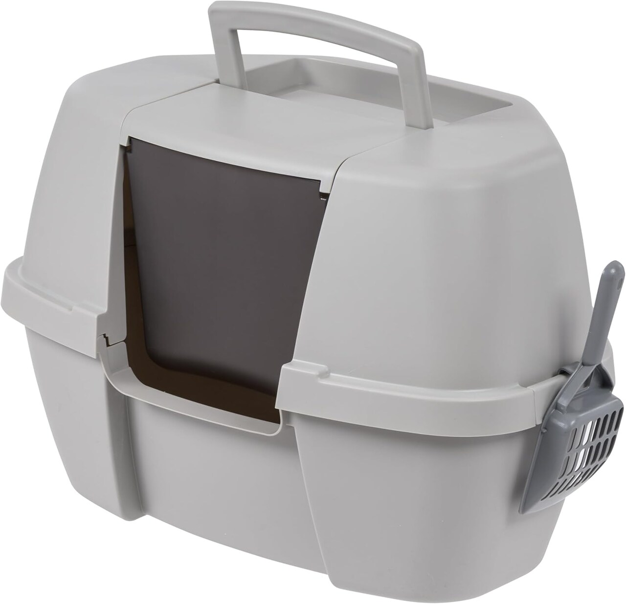 IRIS USA Large Hooded Corner Cat Litter Box with Scoop